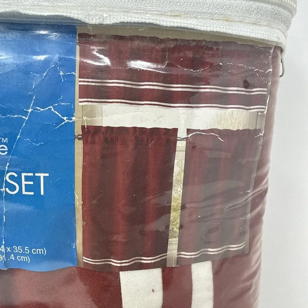 3 Piece Tier Set Kitchen Window Curtain Tiers and Valance Brick Red Microfiber